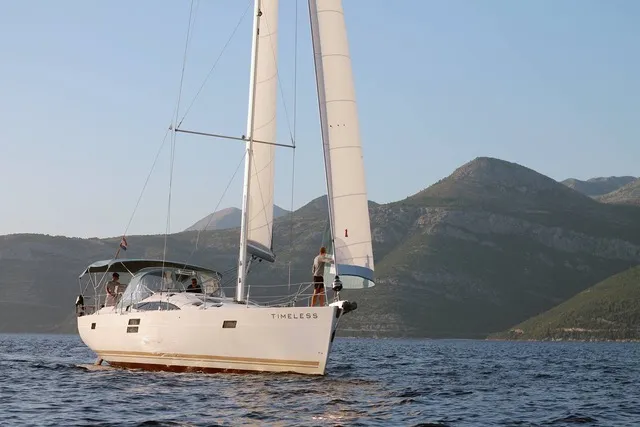 Exterior view of Timeless, a Elan Impression 50 sailboat at Slano, Croatia