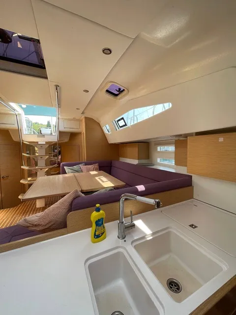 Salon of Timeless, a Elan Impression 50 sailboat at Slano, Croatia