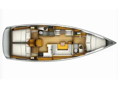 Floor plan of Mastina, a Jeanneau Sun Odyssey 419 sailboat at La Spezia, Italy