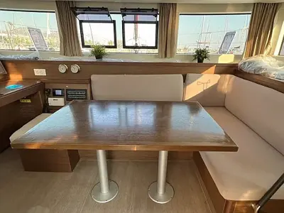 Salon of Andromeda, a Lagoon 40 catamaran at Athens, Greece