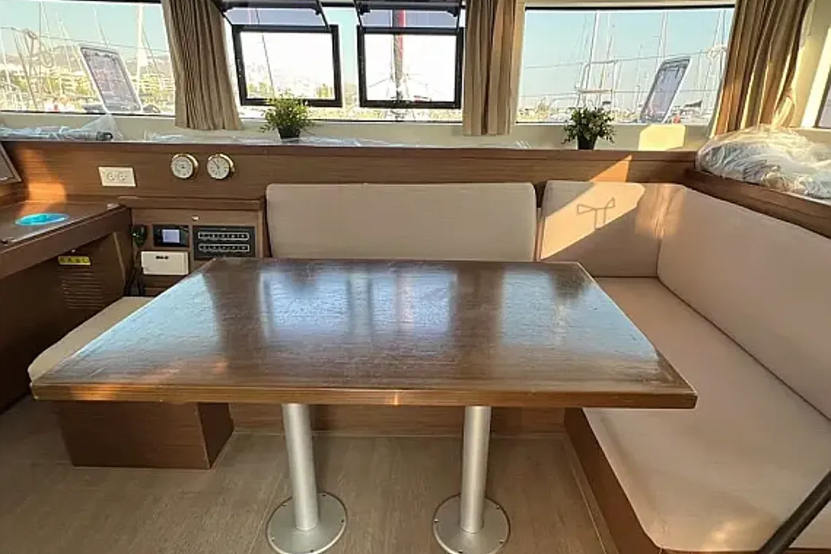 Salon of Andromeda, a Lagoon 40 catamaran at Athens, Greece