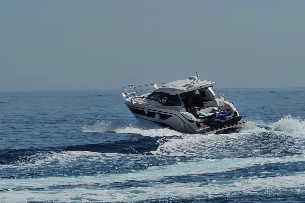 Exterior view of Villa Jahta, a Bavaria SR36HT motor yacht at Punat, Croatia