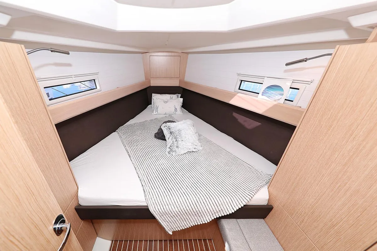 Cabin on Bahari, a Bavaria Cruiser 37 sailboat at Grad Trogir, Croatia