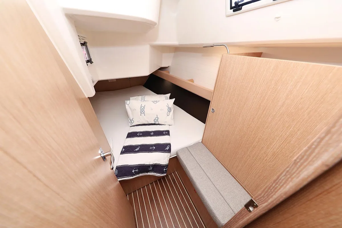 Cabin on Bahari, a Bavaria Cruiser 37 sailboat at Grad Trogir, Croatia