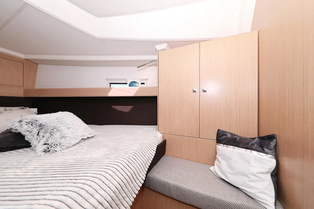 Cabin on Bahari, a Bavaria Cruiser 37 sailboat at Grad Trogir, Croatia