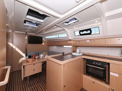 Galley of Bahari, a Bavaria Cruiser 37 sailboat at Grad Trogir, Croatia