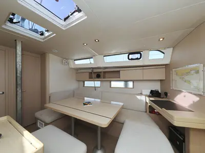 Salon of Ladybug, a Beneteau Oceanis 46.1 sailboat at Grad Trogir, Croatia