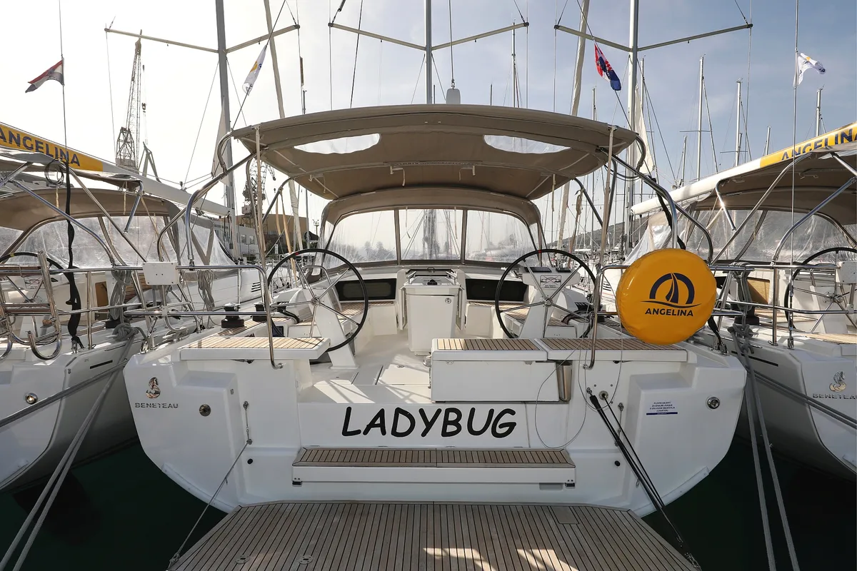 Cockpit of Ladybug, a Beneteau Oceanis 46.1 sailboat at Grad Trogir, Croatia