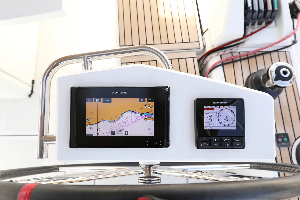 Cockpit of Ladybug, a Beneteau Oceanis 46.1 sailboat at Grad Trogir, Croatia