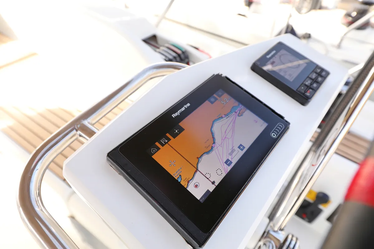 Cockpit of Ladybug, a Beneteau Oceanis 46.1 sailboat at Grad Trogir, Croatia
