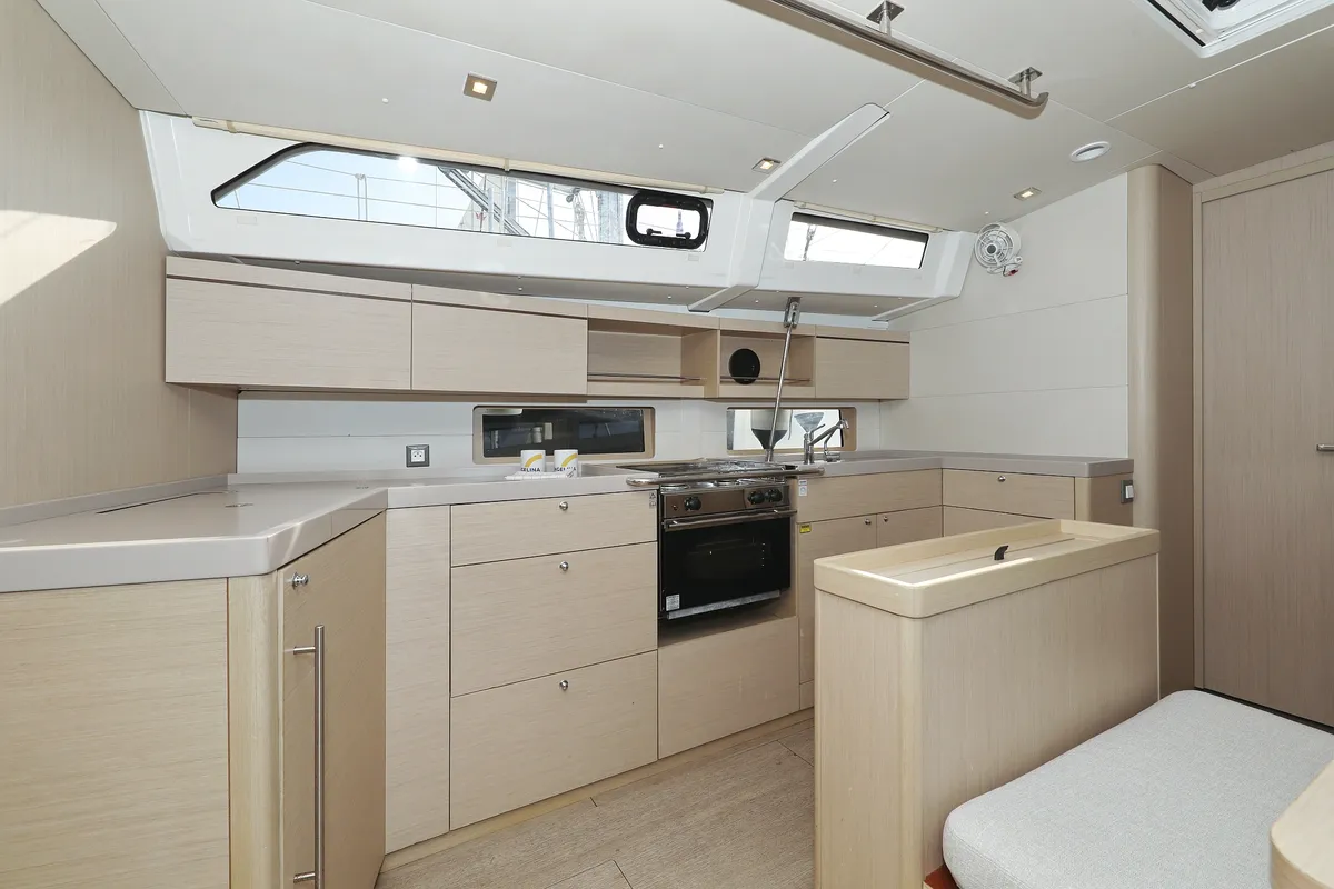 Galley of Ladybug, a Beneteau Oceanis 46.1 sailboat at Grad Trogir, Croatia