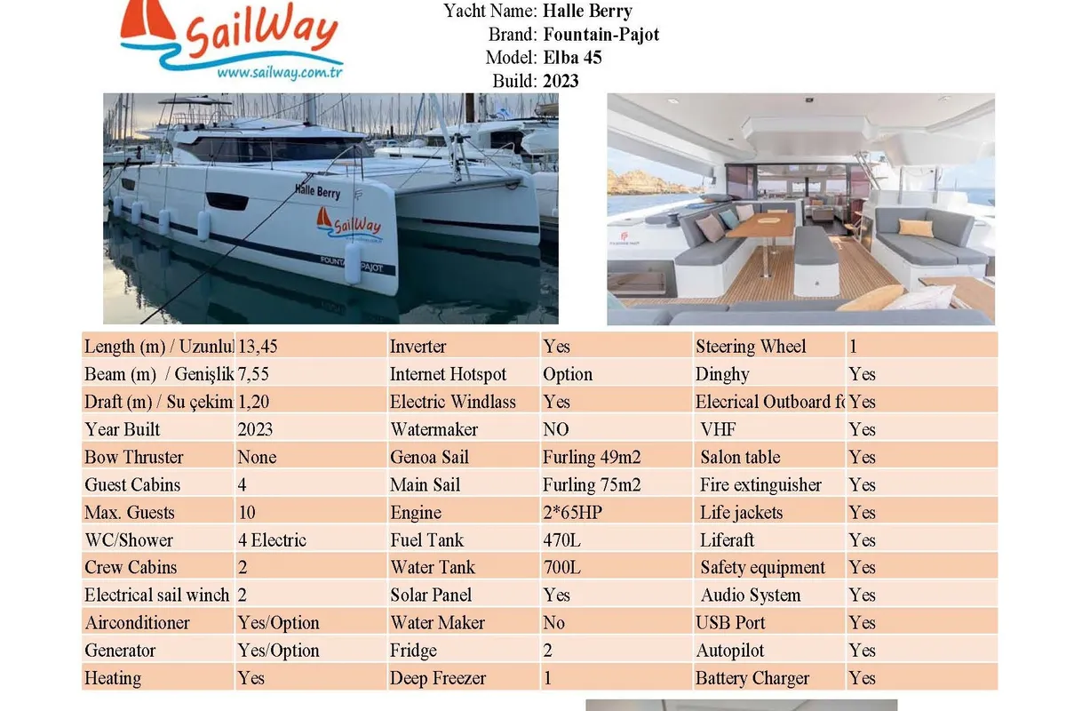 Fountaine Pajot Elba 45, a catamaran at Marmaris, Turkey