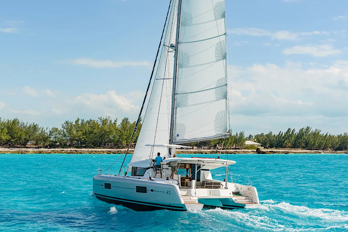 Sunshine, a Lagoon 42 catamaran at Palma de Mallorca, Spain