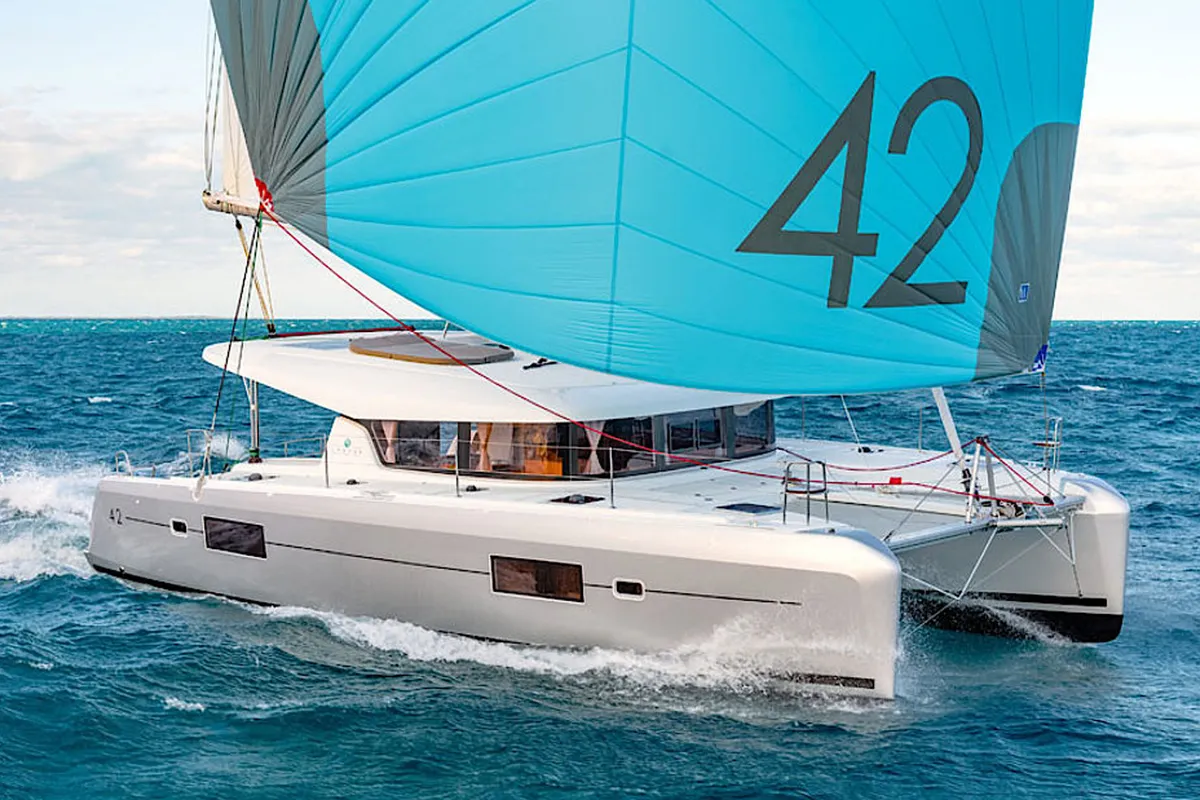Sunshine, a Lagoon 42 catamaran at Palma de Mallorca, Spain