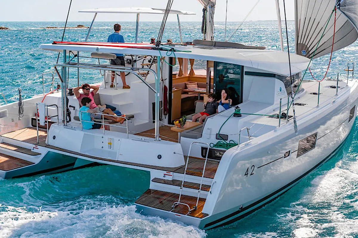 Sunshine, a Lagoon 42 catamaran at Palma de Mallorca, Spain