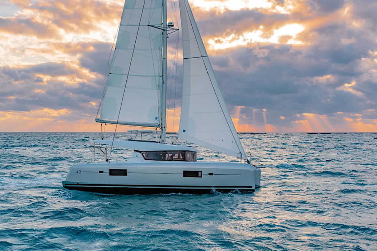 Sunshine, a Lagoon 42 catamaran at Palma de Mallorca, Spain