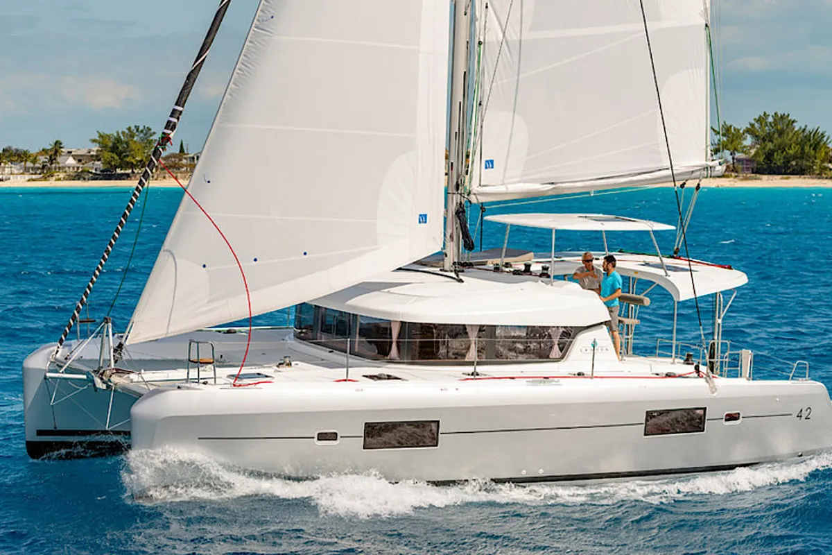 Sunshine, a Lagoon 42 catamaran at Palma de Mallorca, Spain
