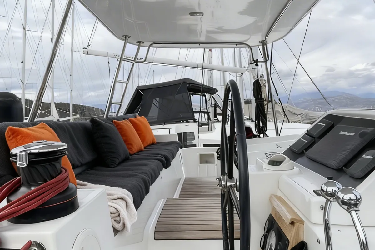 Loft, a Lagoon 450 Fly catamaran at Fethiye, Turkey