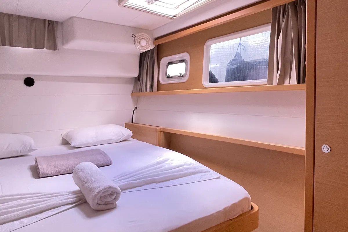 Loft, a Lagoon 450 Fly catamaran at Fethiye, Turkey