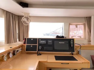 Loft, a Lagoon 450 Fly catamaran at Fethiye, Turkey