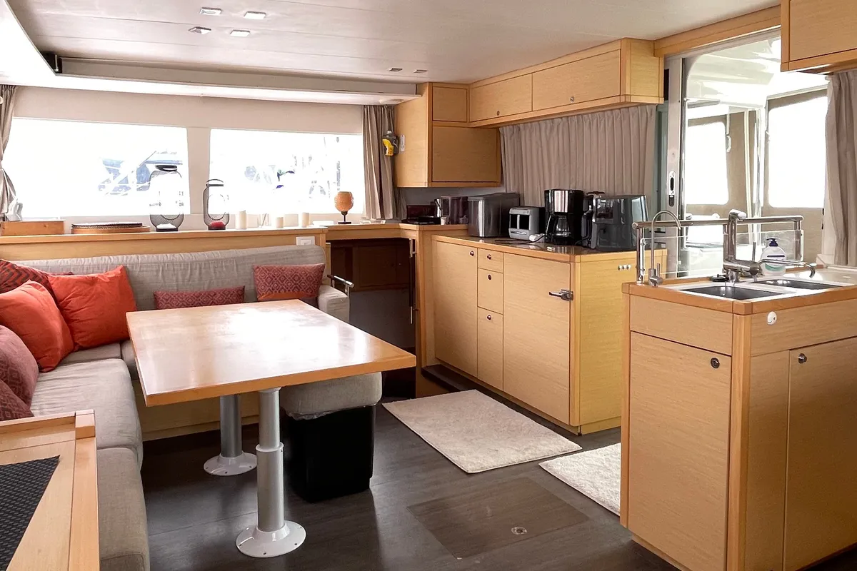 Loft, a Lagoon 450 Fly catamaran at Fethiye, Turkey