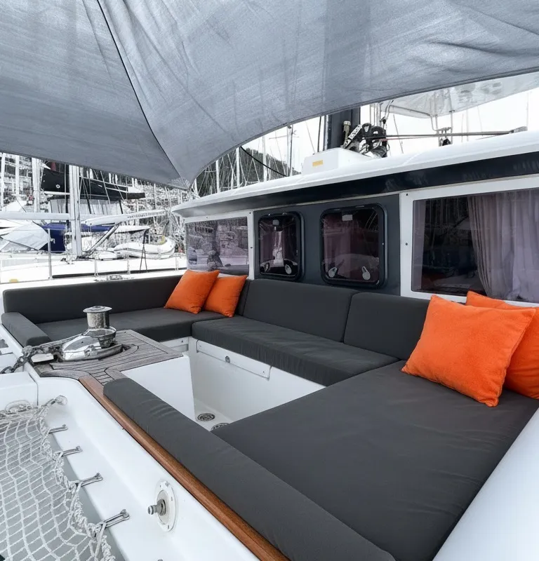 Loft, a Lagoon 450 Fly catamaran at Fethiye, Turkey