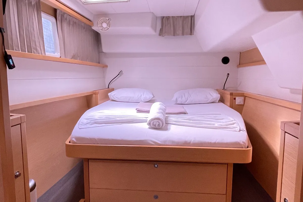 Loft, a Lagoon 450 Fly catamaran at Fethiye, Turkey