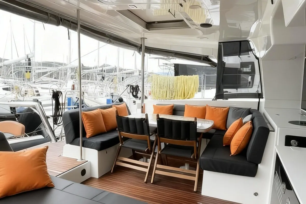Loft, a Lagoon 450 Fly catamaran at Fethiye, Turkey