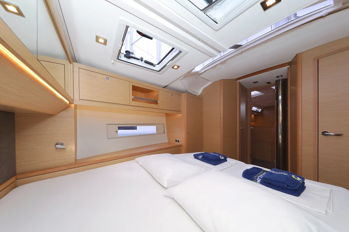 Cabin on Amber, a Dufour 470 sailboat at Trogir, Croatia