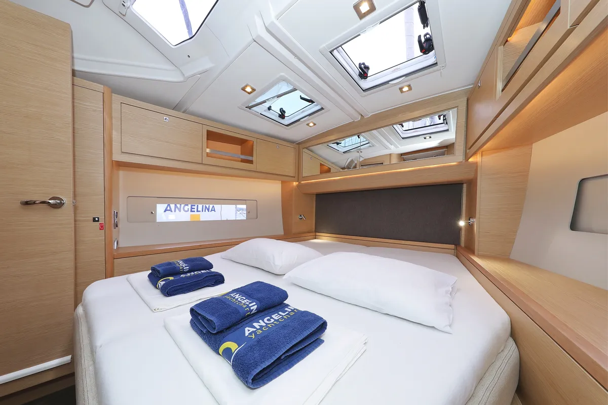 Cabin on Amber, a Dufour 470 sailboat at Trogir, Croatia