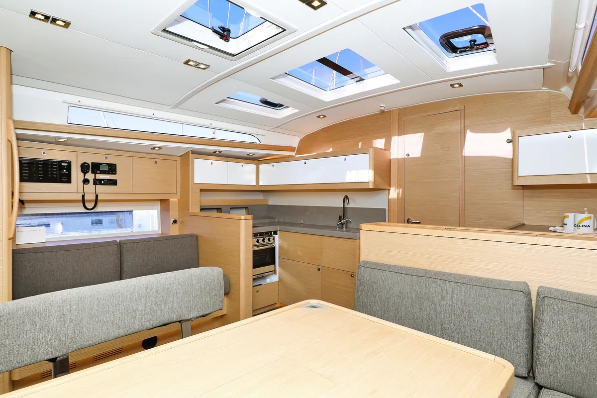 Salon of Amber, a Dufour 470 sailboat at Trogir, Croatia