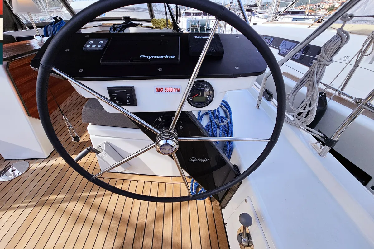 Cockpit of Kaya, a Dufour 41 sailboat at Rogoznica, Croatia