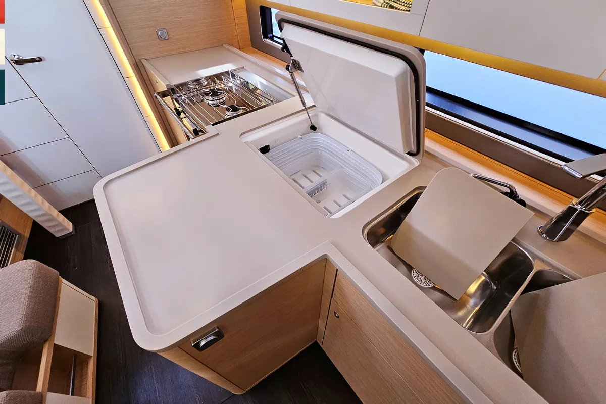 Galley of Kaya, a Dufour 41 sailboat at Rogoznica, Croatia
