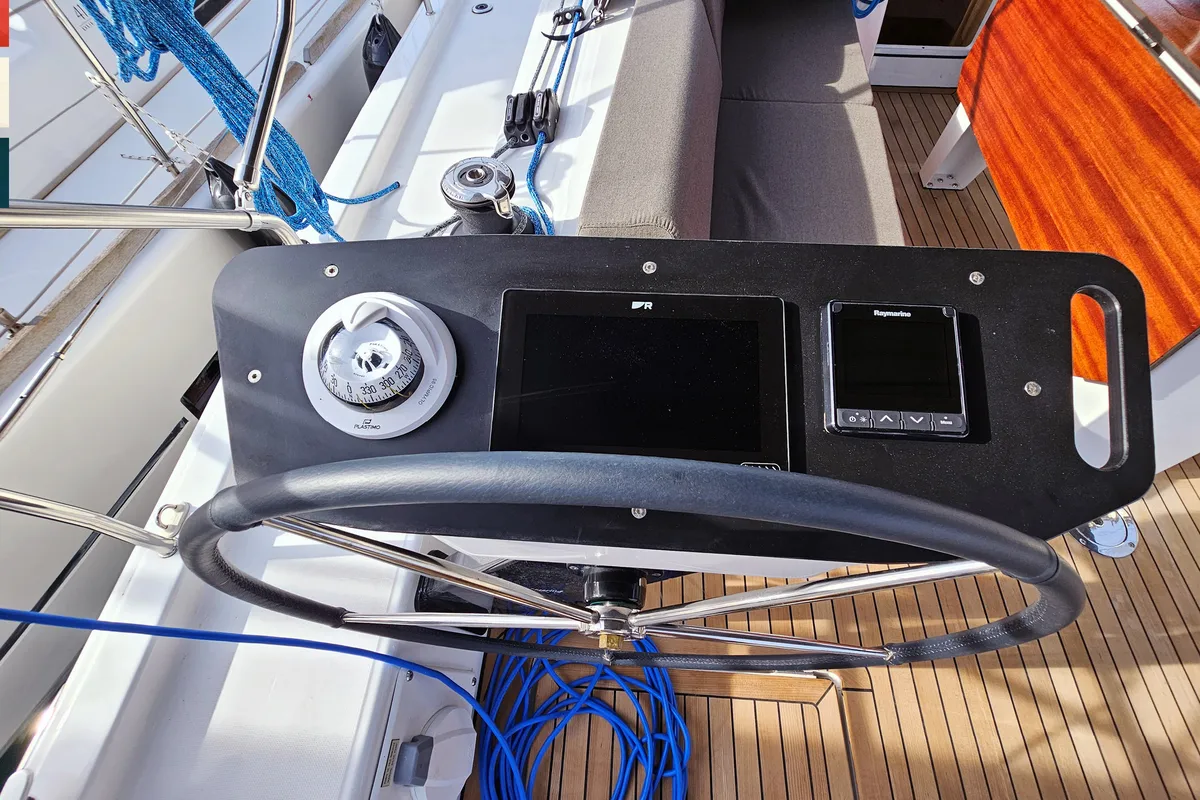 Cockpit of Kaya, a Dufour 41 sailboat at Rogoznica, Croatia