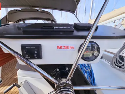 Cockpit of Kaya, a Dufour 41 sailboat at Rogoznica, Croatia