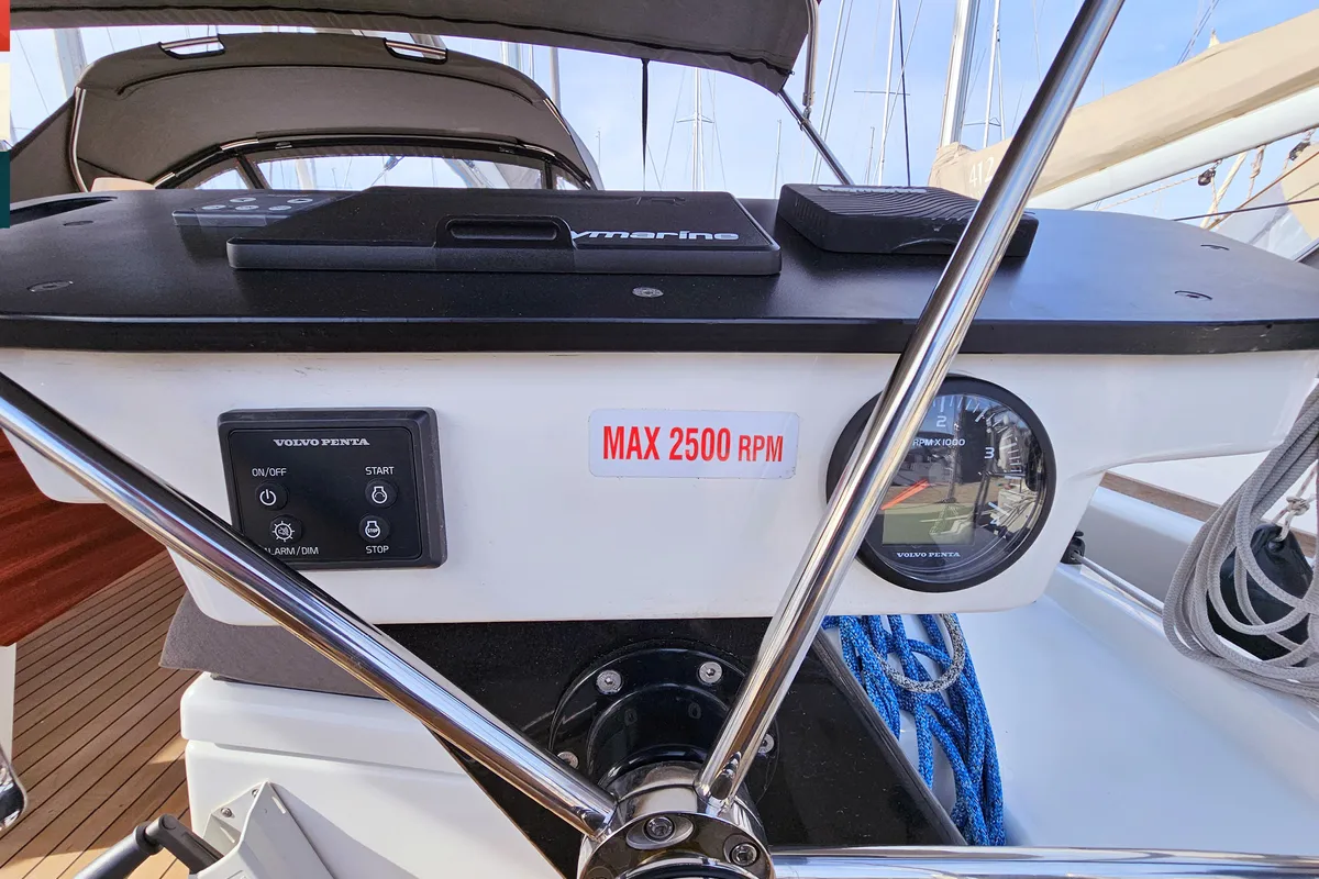 Cockpit of Kaya, a Dufour 41 sailboat at Rogoznica, Croatia