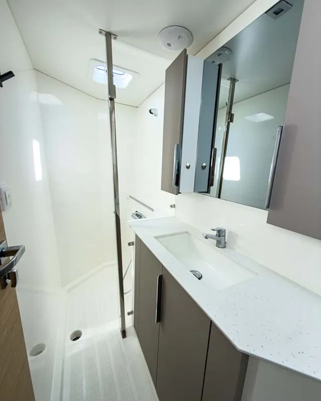 Head on Acamar, a Fountaine Pajot FP 41 Quatuor 3 catamaran at Grad Pula, Croatia