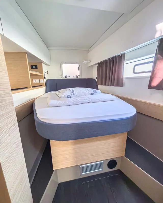 Cabin on Acamar, a Fountaine Pajot FP 41 Quatuor 3 catamaran at Grad Pula, Croatia