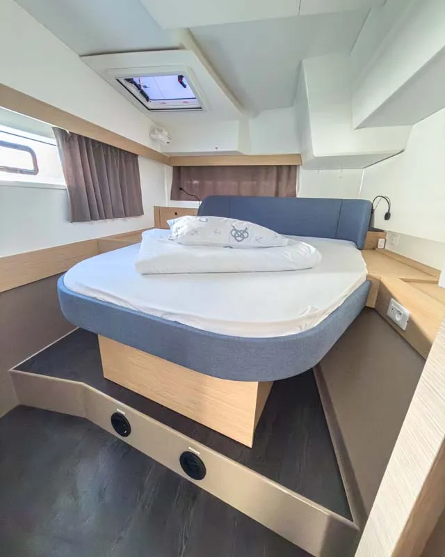 Cabin on Acamar, a Fountaine Pajot FP 41 Quatuor 3 catamaran at Grad Pula, Croatia
