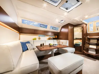 Salon of Lyra, a Bavaria Cruiser 46 Style sailboat at Grad Trogir, Croatia