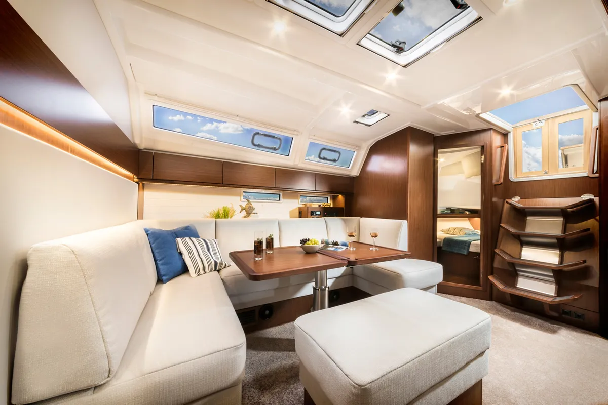 Salon of Lyra, a Bavaria Cruiser 46 Style sailboat at Grad Trogir, Croatia