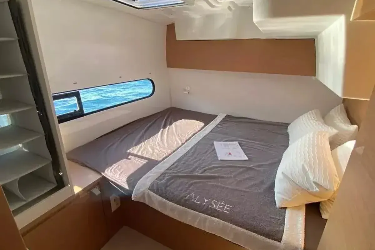 Cabin on Sail Speed, a Excess 11 catamaran at Olbia, Italy