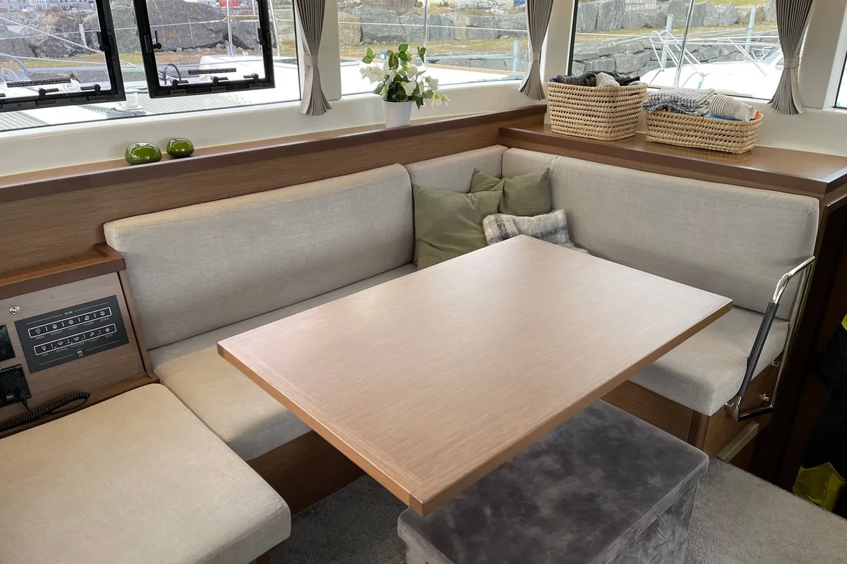 Salon of Arctic Charm, a Lagoon 40 catamaran at Tromsø, Norway