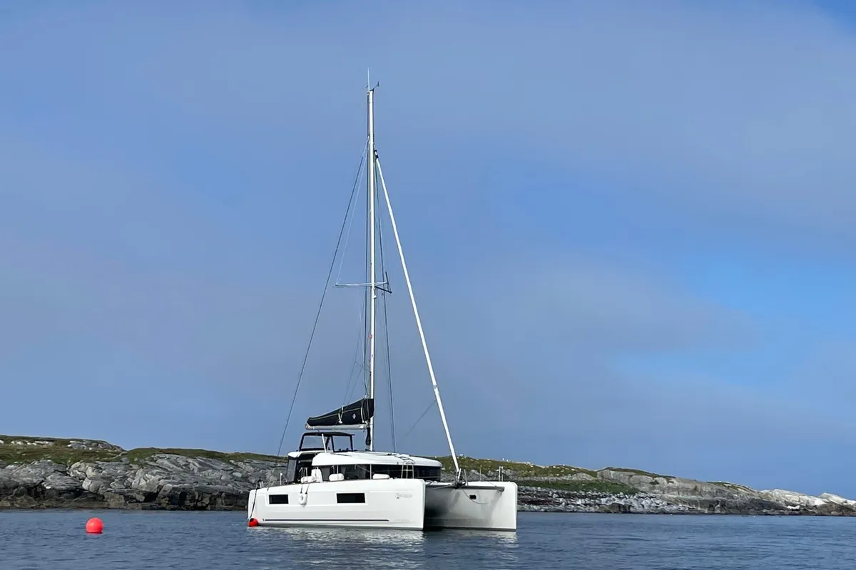 Exterior view of Arctic Charm, a Lagoon 40 catamaran at Tromsø, Norway