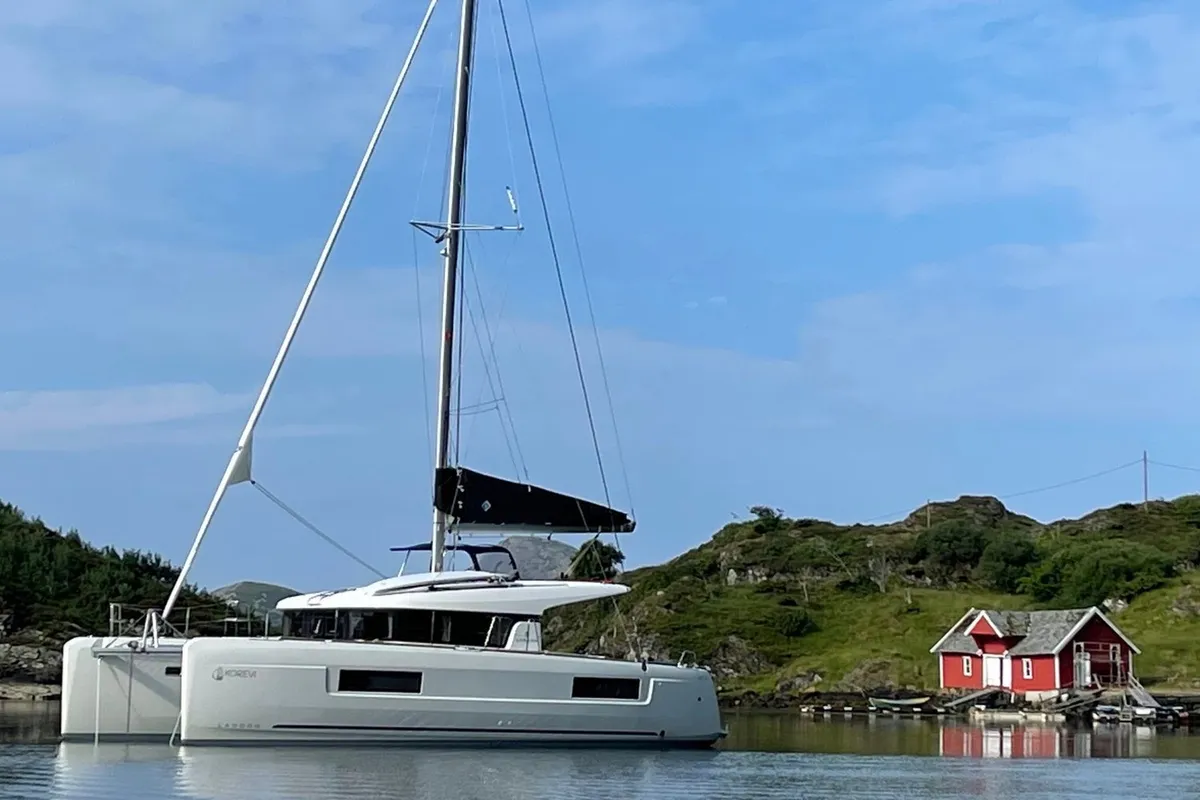 Exterior view of Arctic Charm, a Lagoon 40 catamaran at Tromsø, Norway