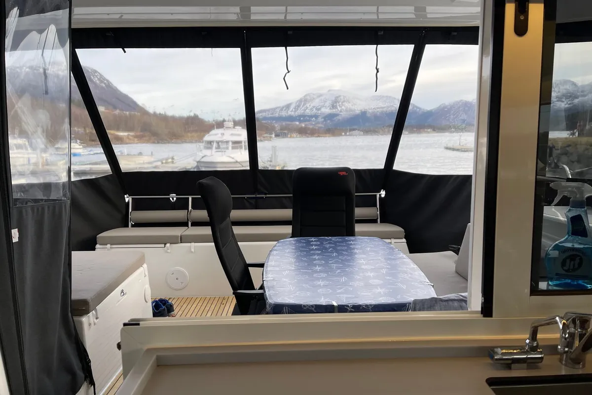 Deck of Arctic Charm, a Lagoon 40 catamaran at Tromsø, Norway