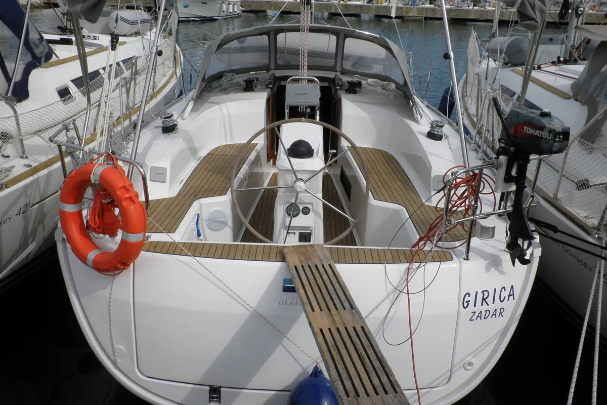 Exterior view of GIRICA, a Bavaria Cruiser 33 sailboat at Općina Sukošan, Croatia