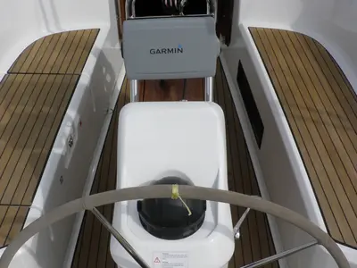 Cockpit of GIRICA, a Bavaria Cruiser 33 sailboat at Općina Sukošan, Croatia