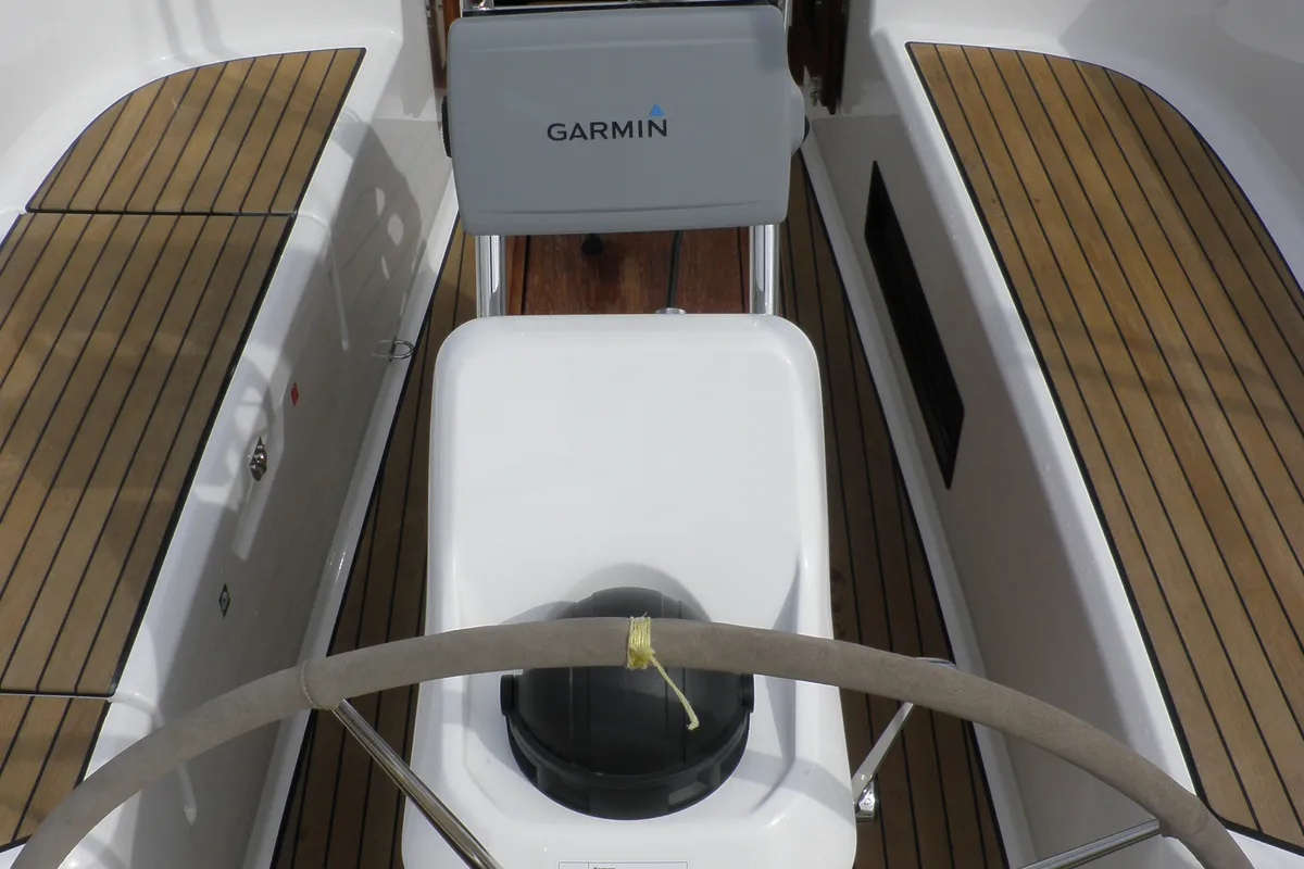 Cockpit of GIRICA, a Bavaria Cruiser 33 sailboat at Općina Sukošan, Croatia