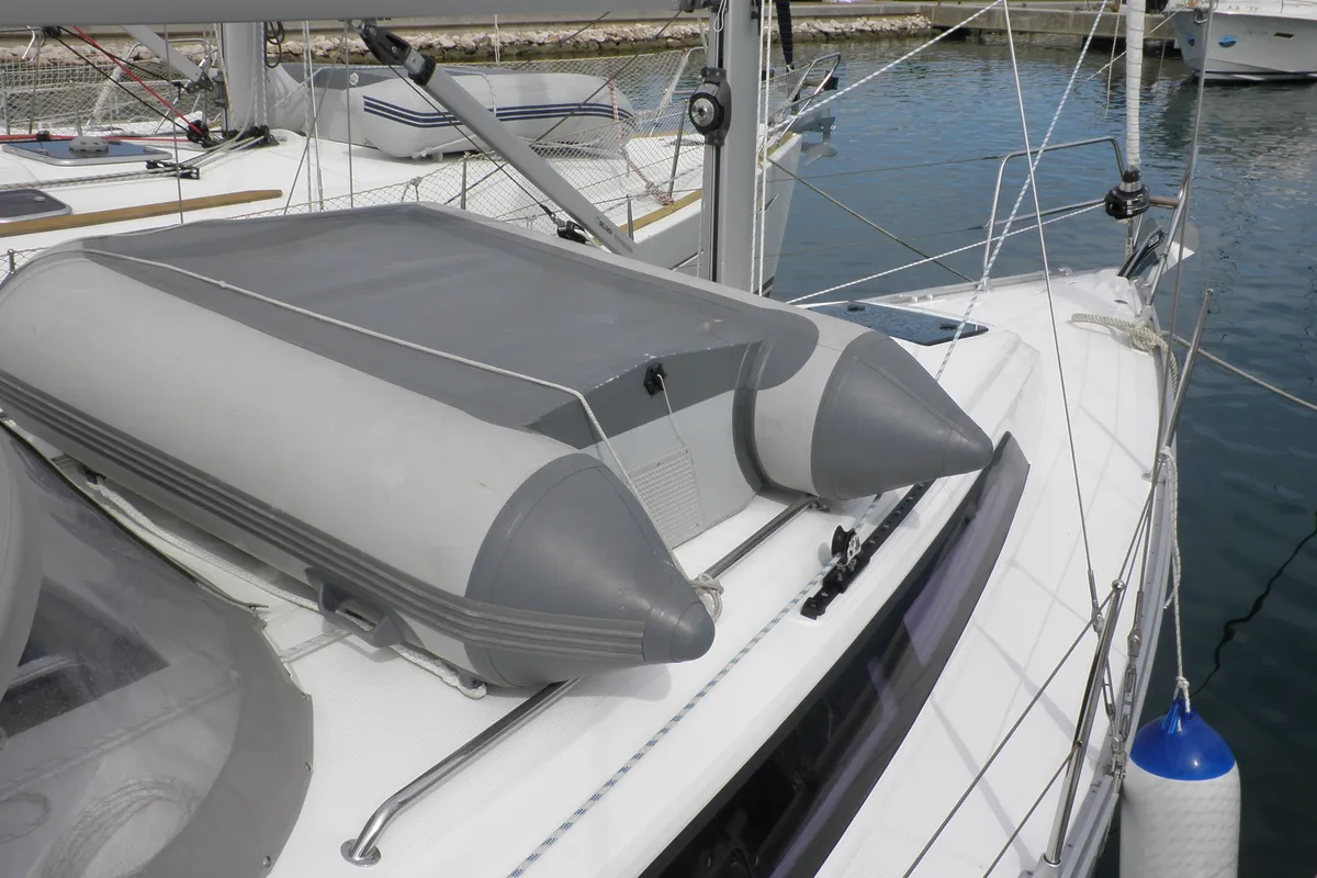 Deck of GIRICA, a Bavaria Cruiser 33 sailboat at Općina Sukošan, Croatia